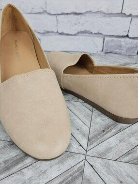 Franco Sarto Iridium Beige Leather Flats Womens 11 M Neutral Minimalist Shoes